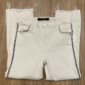 Liverpool Women's Cream Jeans with Black Trim High Rise Crop Flare Seaside Dunes